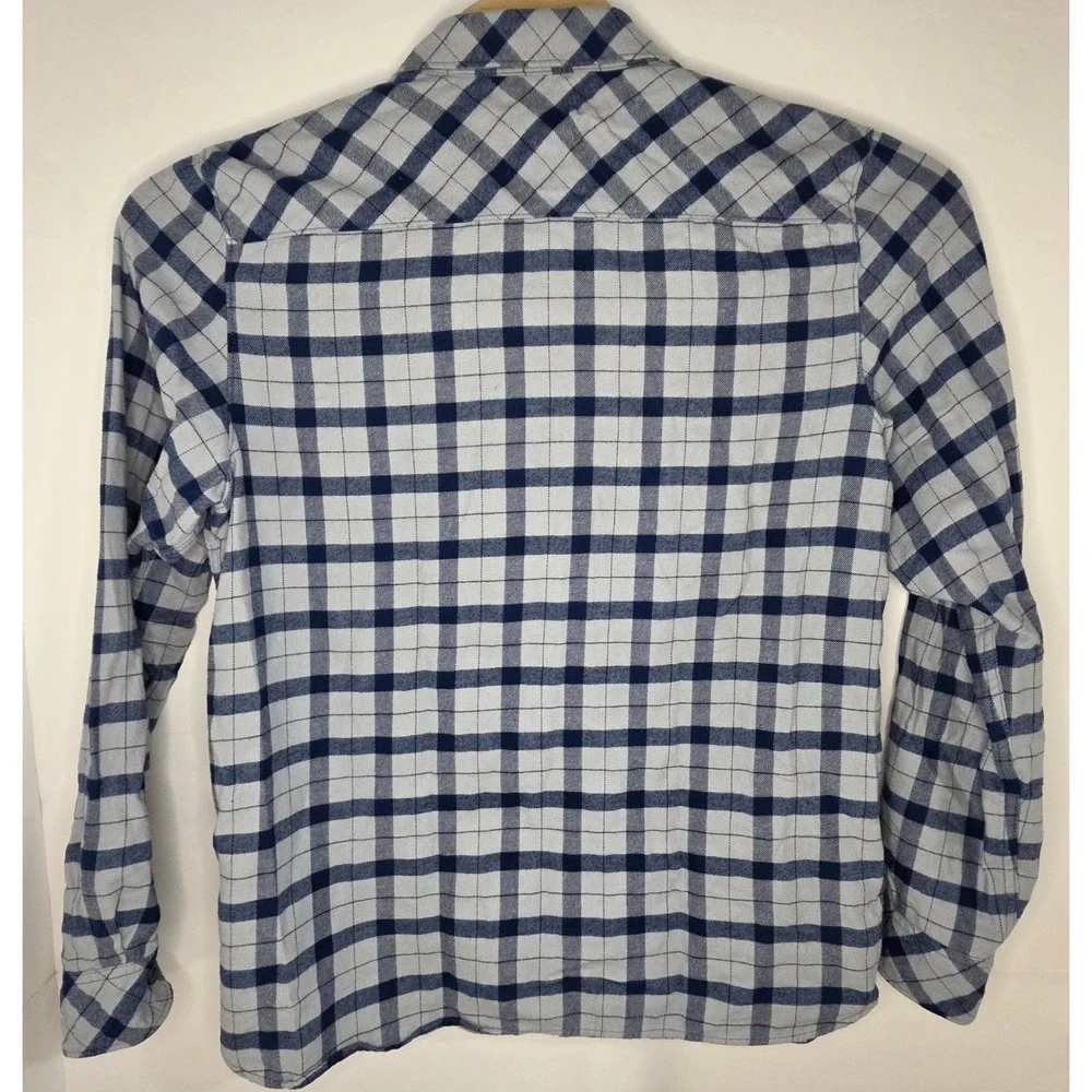 The North Face Mens Size L Long Sleeve Blue Checked Plaid Flannel Button‎ Up